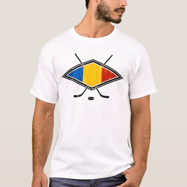 Rumänischer Eishockey-T - Shirt mit Name und Numme (Vorderseite)