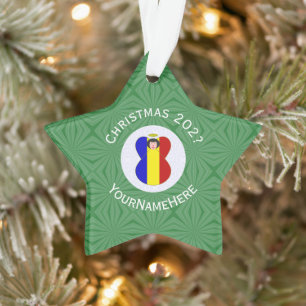 Rumänischer Engel Weihnachtsflagge Personalisiert  Ornament