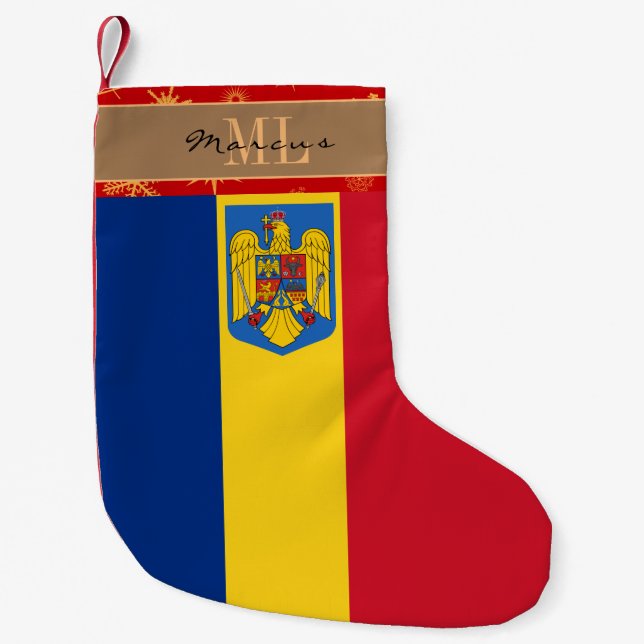 Rumänischer Strumpf für Flaggen, Rumänien, Monogra Kleiner Weihnachtsstrumpf (Vorderseite)