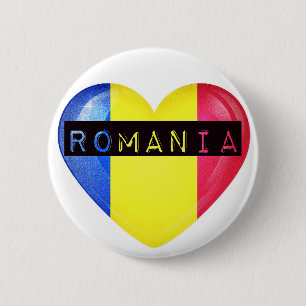 Rumänisches Flaggenherz Button