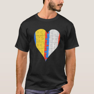 Rumänisches Französisches Flaggenherz T-Shirt