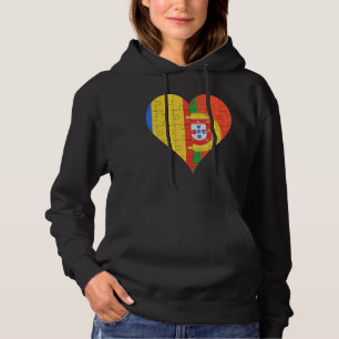 Rumänisches portugiesisches Flaggenherz Hoodie