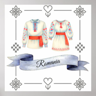 Rumänisches Roots Folk Kostüm Traditionelle Kleidu Poster