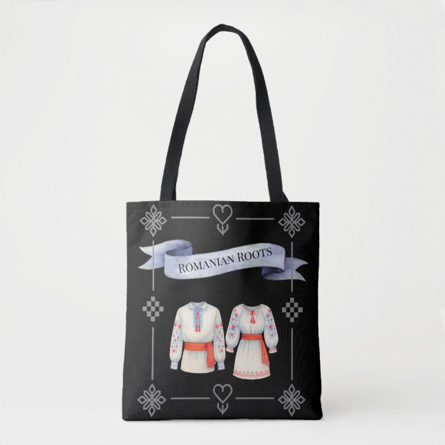 Rumänisches Roots Folk Kostüm Traditionelle Kleidu Tasche (Vorderseite)