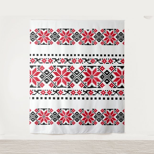 Rumänisches traditionelles Motiv "The Stars" Wandteppich (Vorderseite)
