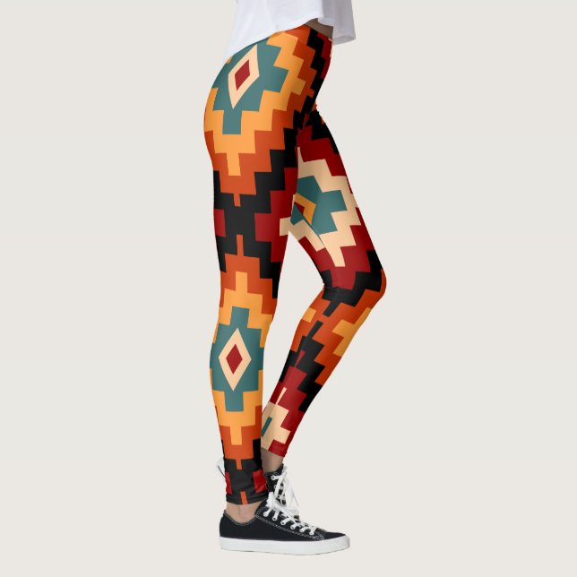 Rumänisches Volkskunst-Muster Leggings (Rechts)