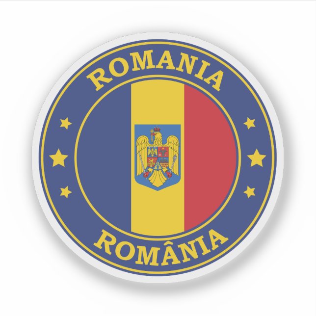 Rumänisches Zeichen für den Rundkreis "Flag" Aufkleber (Vorderseite)