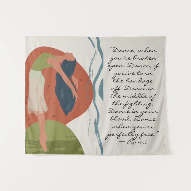 Rumi Dance Quote mit Tänzer Wandteppich (Vorderseite (Horizontal))