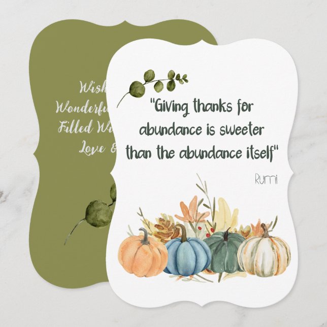 Rumi Erntedank Quote - Glückliches Thanksgiving Einladung (Vorne/Hinten)