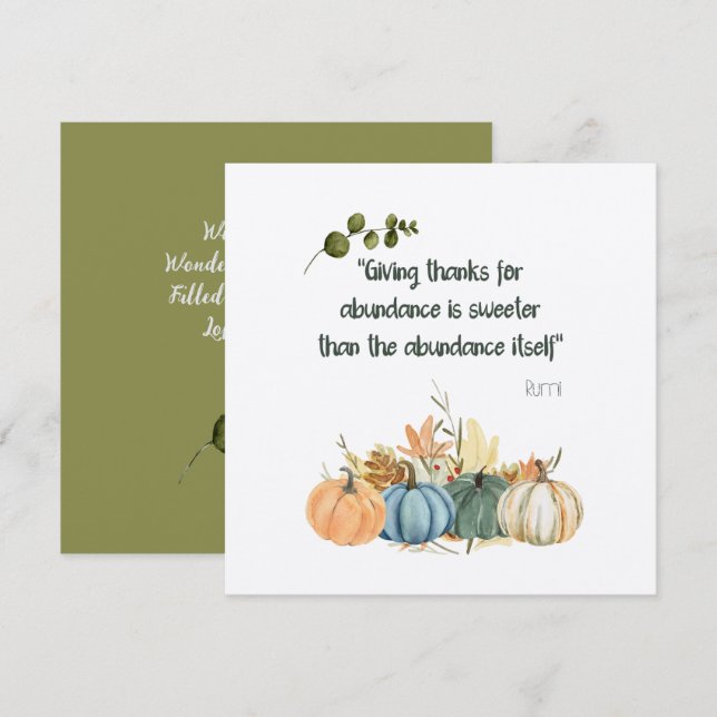 Rumi Erntedank Quote - Happy Thanksgiving Invita Einladung (Vorne/Hinten)