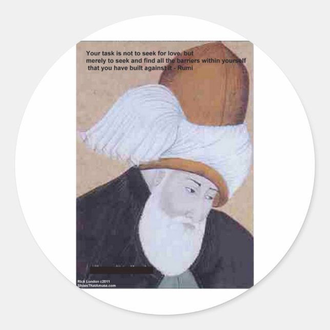 Rumi "Hindernisse für die Liebe" Zitat auf Geschen Runder Aufkleber (Vorderseite)