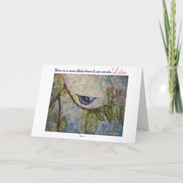 Rumi Inspiration Wasserfarbenfrohe Vogelkunstkarte Karte (Vorderseite)