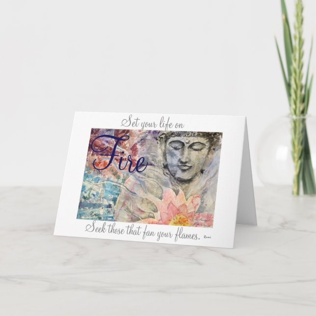 Rumi Leben-Zitat-Buddha-Aquarell-Kunst-Karte Karte (Vorderseite)