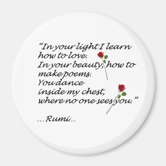 Rumi Liebe Quote Magnet Runde (Vorne)