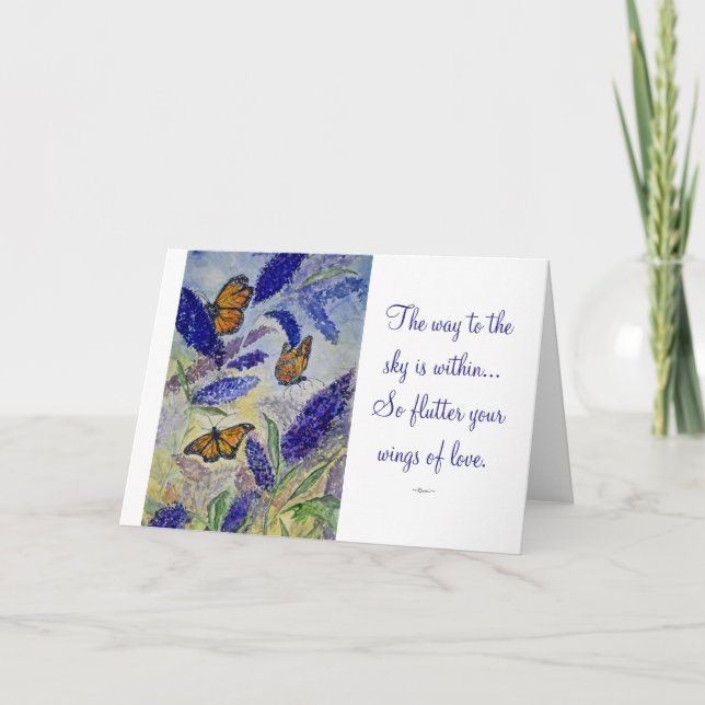 Rumi Liebe Zitat Butterfly Wasserfarben Kunstkarte Karte (Vorderseite)