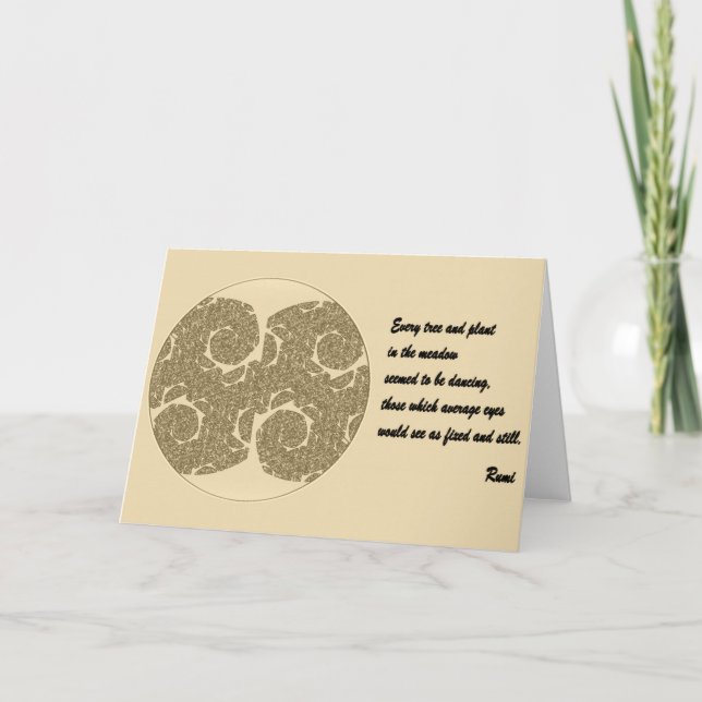 Rumi Quote Greeting Card. Tree Mandala Design Karte (Vorderseite)