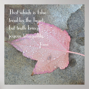 Rumi Quote Pink Leaf Poster