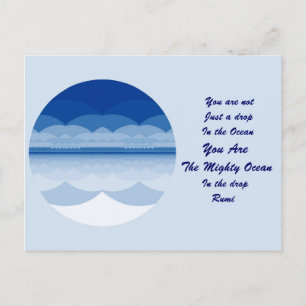 Rumi Quote Postcard. Ocean Mandala Design Postkarte