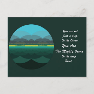 Rumi Quote Postcard. Ocean Mandala Design Postkarte