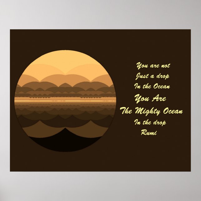 Rumi Quote Poster Art. Ocean Mandala Inspiration (Vorne)