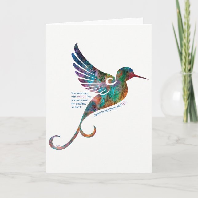 Rumi Quote with Hummingbird Greeting Card Karte (Vorderseite)