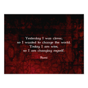 Rumi Wisdom Zitat über Veränderung und Clevernes Fotodruck