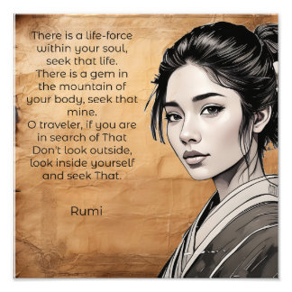 Rumi-Zitat - Lebenskraft in dir Fotodruck
