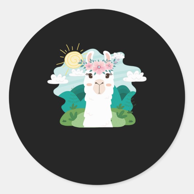 Ruminant Mammal Alpaca Guanaco Camel like Animal W Runder Aufkleber (Vorderseite)