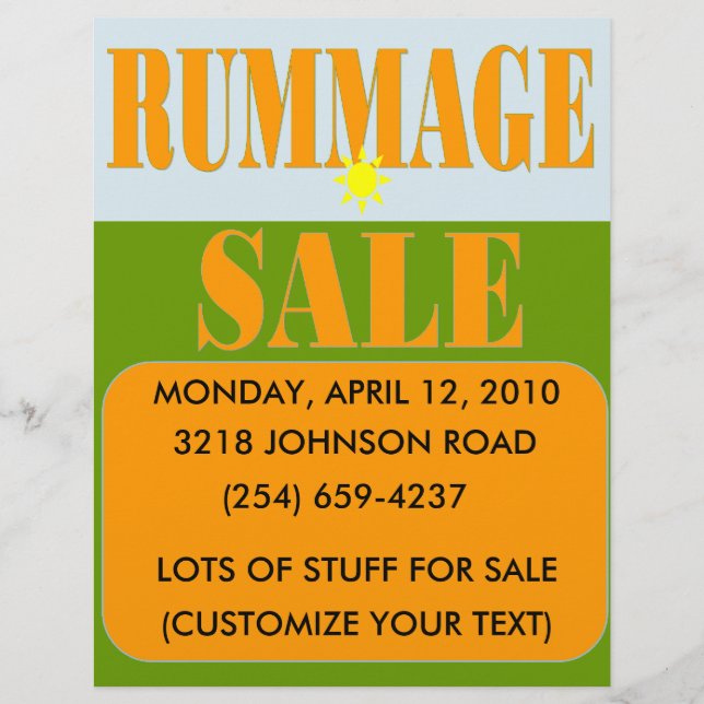 RUMMAGE SALE SIGN/FLYER FLYER (Vorne)