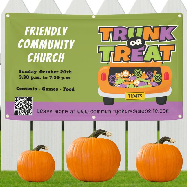 Rumpf- oder Leckerei-Halloween-Banner Banner (Trunk or Treat - Friendly Community Event - Church - School - Organization)