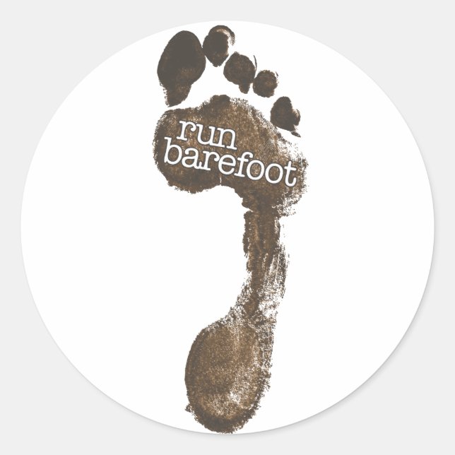 Run Barefoot Runder Aufkleber (Vorderseite)