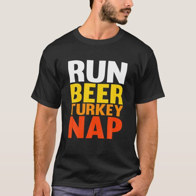 Run Beer Turkey Nickerchen Funny Erntedank 2021 Tr T-Shirt (Vorderseite)