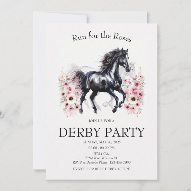 Run for the Roses Derby Party Invitation Elegant H Einladung (Vorderseite)
