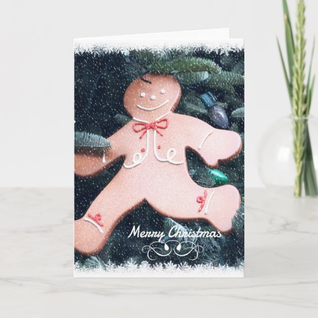 Run Gingerbread ausführen Feiertagskarte (Vorderseite)