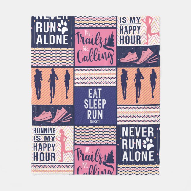 Run Girl Ess Sleep-Muster Runner Vater Mama Tour Fleecedecke (Vorderseite)