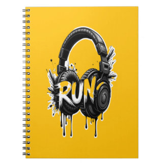 RUN Headphones Street Art Sticker Notizblock