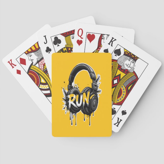 RUN Headphones Street Art Sticker Spielkarten (Rückseite)