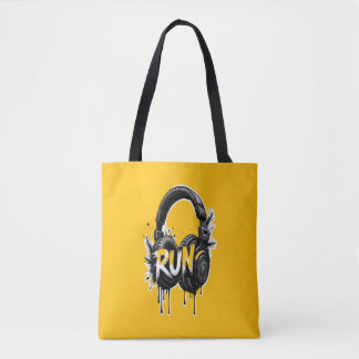 RUN Headphones Street Art Sticker Tasche