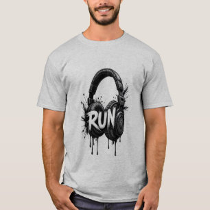 RUN-Kopfhörer-Grafik-T - Shirt   New Trending Uniq