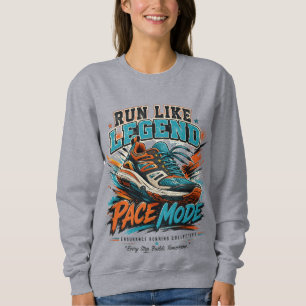 Run Like Legend Pace-Modus Retro-Laufschuh-Art Sweatshirt