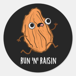 Run N Raisin Funny Food Puff Dark BG Runder Aufkleber