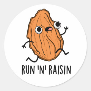 Run N Raisin Funny Food Puff Runder Aufkleber