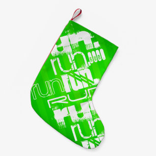 Run; Neon Green Stripes Kleiner Weihnachtsstrumpf
