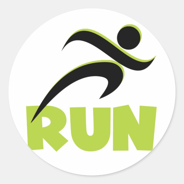 RUN Spring Green Runder Aufkleber (Vorderseite)
