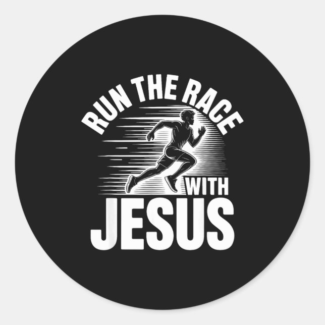 Run The Race With Jesus Motivational Quote  Runder Aufkleber (Vorderseite)