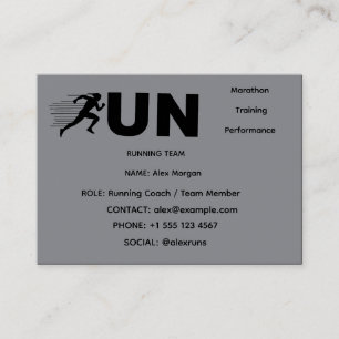 RUN Typography Laufdesign   Minimalist Läufer Visitenkarte