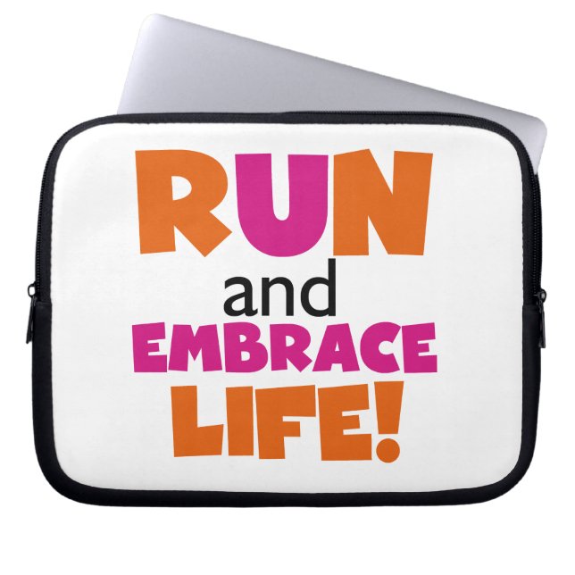 Run und Embrace Life Orange Pink Laptopschutzhülle (Vorderseite)