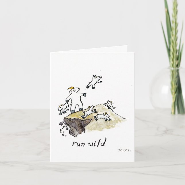 "Run wild", kleine, 4x5.6" leere Grußkarte Karte (Vorderseite)