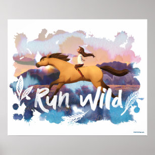 "Run Wild" Lucky Riding Spirit Watercolor Poster