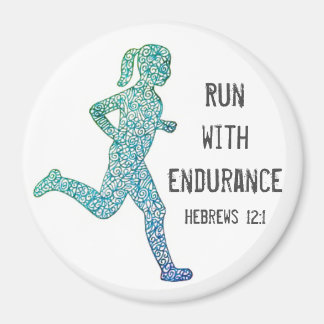 "Run with Endurance" Girl Runner Magnet
